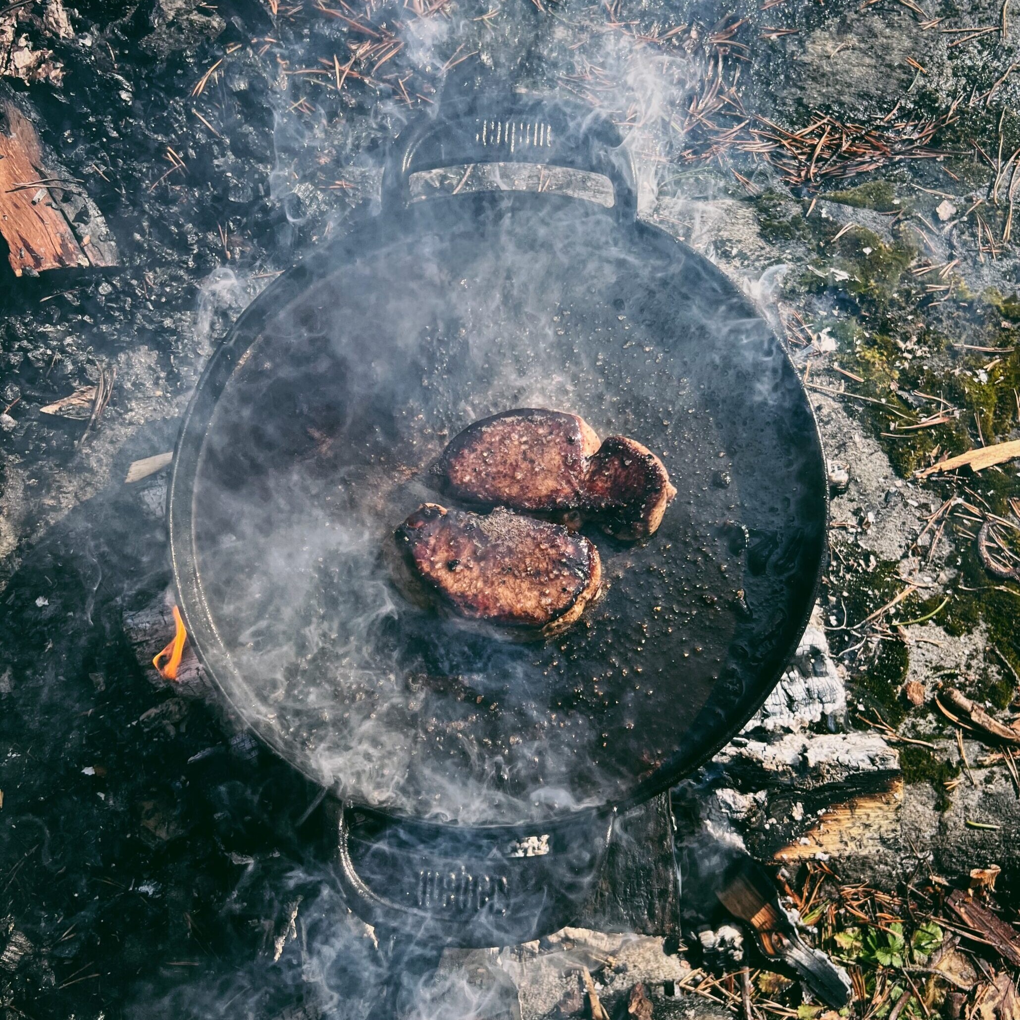 Peuran pihvi ulkotulella